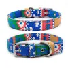 Dog Collars Leashes Collar Fashion Canvas Colorf Print調整可能なピンバックルリングペット用品