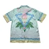 Camicia casual 23s Casablanca camicia da ping pong fiore cambiamento graduale Camicia di seta Camicia hawaiana a maniche corte casablanc