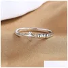 Rings Korean Fashion Simple Sier Color Cross Opening For Women Trendy Adjustable Jewelry Party Accessories Drop Delivery Ring Dh3Ov