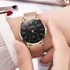 Reloj Mujer Mode Montre À Quartz Femmes Noir Casual Dames Robe Montres Or Rose Maille En Acier Inoxydable Femme Horloge Uhr Y19216G