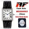 AF Solo W520003 Swiss Ronda Quartz Unisex Mens Womens Watch White Dial Black Roman Markers Blue Hand Texture Leather Strap Super E2933