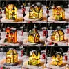 48 Weihnachtsdorf-Häuser-Set, Dekorationen, LED-Lichter, weihnachtliche Stadtszene, Desktop-Ornamente, Weihnachtsfiguren