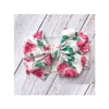 Haaraccessoires Mode Baby Meisjes Grote Strik Hoofdbanden Elastische Strik Bloemenprint Haarbanden Hoofddeksels Kinderhoofdtooi Hoofdbanden Bor Dhdx6