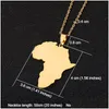 Kolye Kolyeler Moda Satan Afrika Haritası Erkek Kadınlar Paslanmaz Çelik Altın Renk Afrika Mücevher Hediye Damla Teslimat Sergililer Dh219
