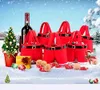 10pcs 대형 크리스마스 사탕 가방 와인 홀더 산타 바지 선물 및 처리 가방 손잡이 휴대용 사탕 선물 바구니 선물 랩