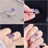 Anneaux Classique Sier Plaqué Coeurs Et Flèches Violet Cristal Ouvert Pour Les Femmes Shine Cz Pierre Incrustation De Mode Bijoux Bande Drop Livraison Rin Dhota