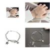 Charm Bracelets Sier Bracelet For Women Couples Vintage Simple Stars Zircon Party Jewelry Gift Drop Delivery Dh7He
