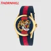 عالي الجودة أعلى طراز أزياء سيدة الساعات 39mm نمر النمر العادي Snake الهيكل العظمي Women Wristwatch Rose Gold Nylon Clock Luxury FEM319A