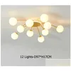 Lustres Nordic Modern LED Chandelier Iluminação Flush Mount Luz Sala de estar Quarto Cozinha Vidro Bolha Lâmpada Luminárias Drop Delive Dhutl