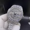 Zestaw Diamond Zegarek męski pełny mrożony zegarek na rękę ze stali nierdzewnej Silver Strap Diamond Pasek 43 mm Automatyczne zegarki 251H