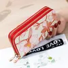 Wallets Women's Double Zipper Long Wallet Flower Embroidery Coin Purses Card Holder Female PU Leather Clutch Wristlet Phone Money Bag