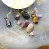 Charms Natuurlijke Obsidiaan Facet Parfumflesje Hangers Kettingen Roze Toermalijn Kwarts Essentiële Olie Diffuser Flacon Jewelry276i