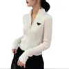 Designer de moda feminina suéteres topos senhoras fino ajuste malha superior malhas feminino cardigan camisola com zíperes curto