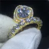Merk liefhebbers verlovingsring set Geel Goud Gevuld 925 zilveren trouwringen ringen voor vrouwen mannen 3ct 5A zirkoon cz Jewelry179i