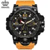 Smael Brand Luksusowe zegarki sportowe wojskowe Mężczyźni Kwarc Analog LED Digital Watch Man Waterproof Waterproof Dual Display WristWatches x0622797