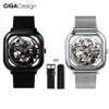 Original Xiaomi Youpin CIGA Design Uhr Automatische Aushöhlung Mechanische Uhr Männliche Quadratische Mechanische Uhren CYX-C7 30024552100