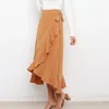 スカートシックな女性サマースカート不規則なソフトフラウンスエッジレディミディルーズガーメント
