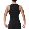 Homens Body Shapers Homens Cintura Trainer Colete para Perda de Peso Neoprene Corset Shaper Zipper Sauna Tank Top Workout Camisa Preto Plus Size S-4XL