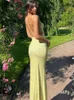 Casual Dresses Sexig spaghetti rand backless bodycon kvinnors långa klänning lady elegant kväll dräkter