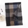 Scarves 2023 Checkerboard Men's Imitation Cashmere Scarf Winter Commuting Cold Neck Leisure Soft Simple Warm Shawl Twill
