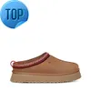 F23 Tazz Tasman Slippers Kastanjebont Slippers Schapenvacht Shearling Nieuwe Muiltjes Dames Heren Ultra Mini Platform Laars Slip-on Schoenen Suède Bovenwerk Herfst Winter