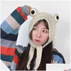 Beanie/Skull Caps Beanies Beanie/sklかわいいカエル帽子クロゲット編み女性女の子冬のスキルコスチューム帽子キャップトレンディイヤープロテクションDH05D