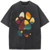Herren T-Shirts Retro Wild Hand-Shaped Brush Short-Shirt 2023 Washed Old Hochwertiges T-Shirt Vintage Farbige Herren-T-Shirts