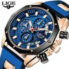 LIGE Moda Uomo Orologi Top Brand Luxury Orologio sportivo in silicone Uomo Quarzo Data Orologio Orologio da polso impermeabile Cronografo 210804291h