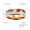 Cluster Rings Meteorite And Koa Wood Double Inlay Rose Gold Tungsten Ring 8Mm Comfort Fit Band Men Womens Anniversary Drop Delivery Je Dhzas