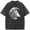 Men's T Shirts Moon Rides Printed T-Shirt Men Women Casual Fashion Oversized Hip Hop Streetwear Washed T-shirts