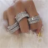 Anillos de racimo 8 estilos Anillo de promesa de eternidad Diamante simulado Cz 925 Declaración de plata esterlina Alianza de boda para mujeres Hombres Regalo de joyería