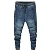 Pantaloni da jogging uomo jeans elastico in vita elastico blu rilassato i pantaloni da uomo affusolati uomini di grandi dimensioni 42 065217c