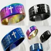 25pcs Color Mix Serenity Prayer Stainless Steel Cross rings Men Women Fashion Rings Whole Religious Jesus Jewelry Lots268m