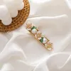 Haarspangen MWsonya Korean Green Leaf Hairgrips Schmuck Handgemachte elegante Perle Blume Haarnadeln für Frauen Gilrs Zubehör