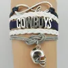 Multi-camada cowboys carta infinito time de futebol trançado pulseira esportes novo 269t