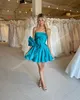 Straplez Taffeta Kokteyl Elbise 2K24 Büyük Yay Pileli Korse Lady Hoco Homecoming Mezuniyet Balo Resmi Parti Elbise Tatil Gecesi Kırmızı Halı Pist Draması Turq