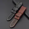 Watch Bands 22mm 24mm Leather Thick Strap Genuine Band For Pam Brown Black Straps Bracelet Wristband3222