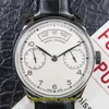 새로운 V2 업그레이드 버전 DMF 포르투이저 503501 White Dial Power Reserve 52850 자동 남성 시계 스테인리스 케이스 가죽 스트랩 SPO305P