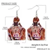 Dangle Chandelier Date Vache Double Face Impression Pu Boucles D'oreilles En Cuir À La Mode Wild West Cowboy Texas Style Drop Dangle Bijoux Tag Deli Dhpud