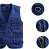 Gilet da uomo 2023 Gilet Capispalla Gilet di jeans Colore blu profondo Taglie forti Giacca senza maniche Multitasche da XL a 5XL Uomo