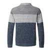 Sweats à capuche pour hommes Hommes hiver chaud épais doublé de fourrure pull tricoté manteau à col veste sweat-shirt couture Colorblock manteaux à col montant