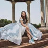 Céu azul brilhante querida quinceanera vestidos fora do ombro contas cinderela princesa vestidos de baile de 15 anos