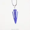 Pendant Necklaces Fashion Jewelry Mixed Carnelian Opal Lapis Lazuli Tigereye Rose Pink Quartz Clear Crystal Cone 1Pcs (No Rope)