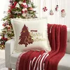 Julkudde täcker 18x18 Uppsättning av 2 - Xmas dekorativa bondgårdslinne Kasta kuddfodral Holiday Sofa Couch Cochion täcker Merry Christma