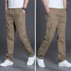 Pantaloni da uomo 2024 Pantaloni cargo taglie forti: pantaloni casual dritti in cotone con multitasche per tute sportive e per il tempo libero Cerniera