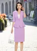 Tvådelklänning Spring Summer Kirt Suit Set For Women Short Sleeve Ruffle Blazer Top Midi Office Ladies 2 Work Wear Elegant Suits