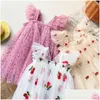 Robes de fille Vêtements de filles mignonnes sans manches dos d'été avec robe papillon 100% coton fille enfants élégant 5 couleurs livraison directe Dhey7