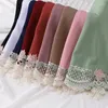 Etnische kleding Bruiloftsstijl Moslim Kant Hijab Goede stiksels Effen sjaal Premium chiffon sjaal Islamitische zachte tulband Hoofdwraps Hoofdband