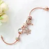 Nya Rose Gold Loose Beads Snowflake Pendant Bangle Charm Bead Armband för tjej DIY -smycken som julklapp2334