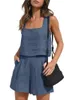 Women's Tracksuits Summer 2PCS Outfit Sets Classy Comfy Definitely Sleeveless Sling Vest Casual Shorts With Pockets Woman Cotton-ramie Suit